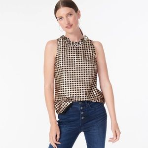 J. Crew Black and Gold Gingham Sleeveless Top